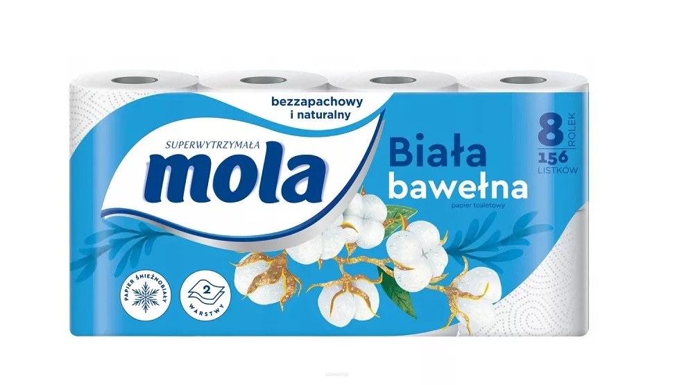 Mola Papier Toaletowy Bawełniana Biel 8 rolek