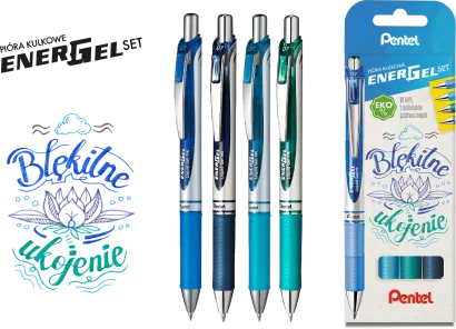 Pióro Kulkowe Zestaw Pentel 0,7 mm Błękitne Ukojenie