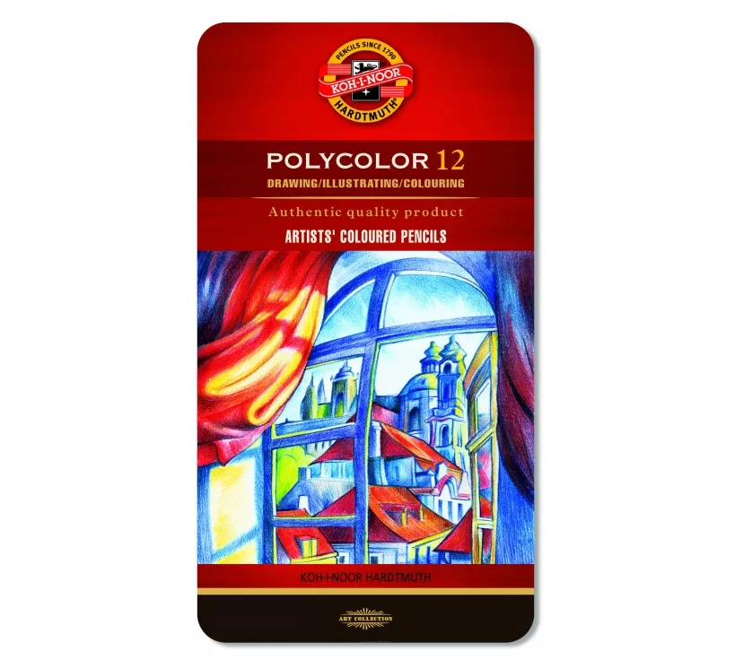 Kredki Ołówkowe Artystyczne Koh-I-Noor Polycolor 12szt Metal