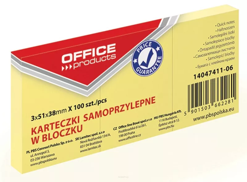 Bloczki Samoprzylepne Karteczki 38x51mm A'3