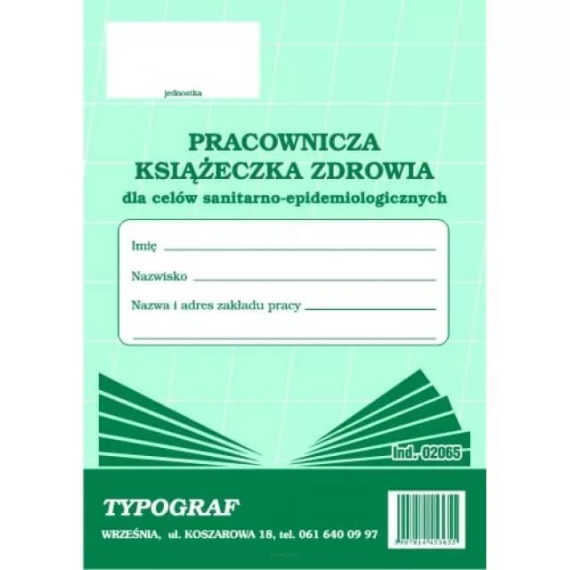 Pracownicza Książeczka Zdrowia Sanitarno-Epidemiologiczna Typograf