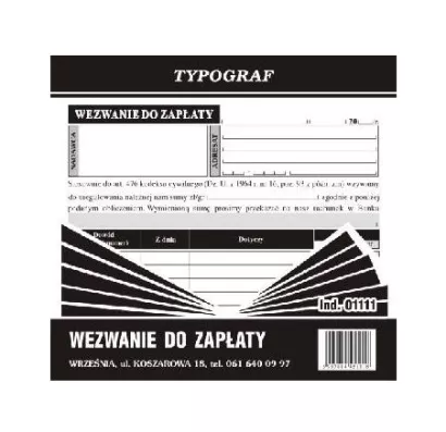 Wezwanie Do Zapłaty Typograf 01111