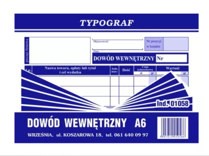 Dowód Wewnętrzny A6 Typograf 01058