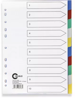 Przekładki A4 PP 1-10 Numeracja