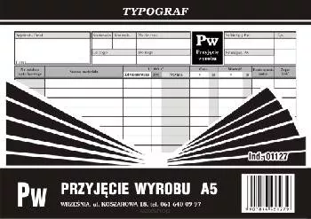 Pw Przyjęcie wyrobu A5 Poziom samokop. Typograf