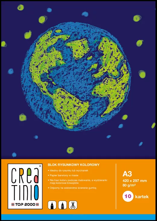 Kolorowy Blok Rysunkowy A3 10 Kartek Top 2000
