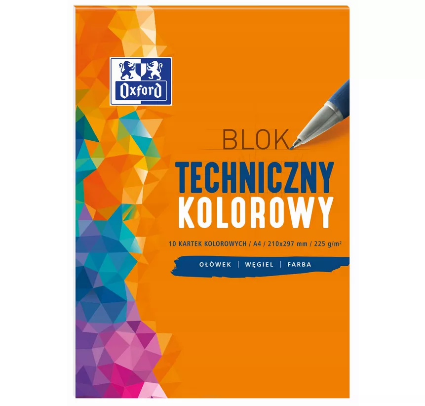 Blok Techniczny Oxford A4 Kolorowy 10 arkuszy