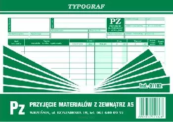 Pz Przyjęcie materiałów z zewnątrz A5 Typograf