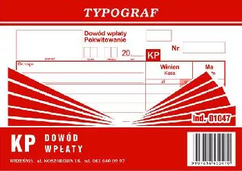 KP Dowód wpłaty A6 samokop. Typograf