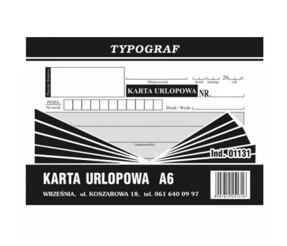 Karta Urlopowa A6 01131 Typograf