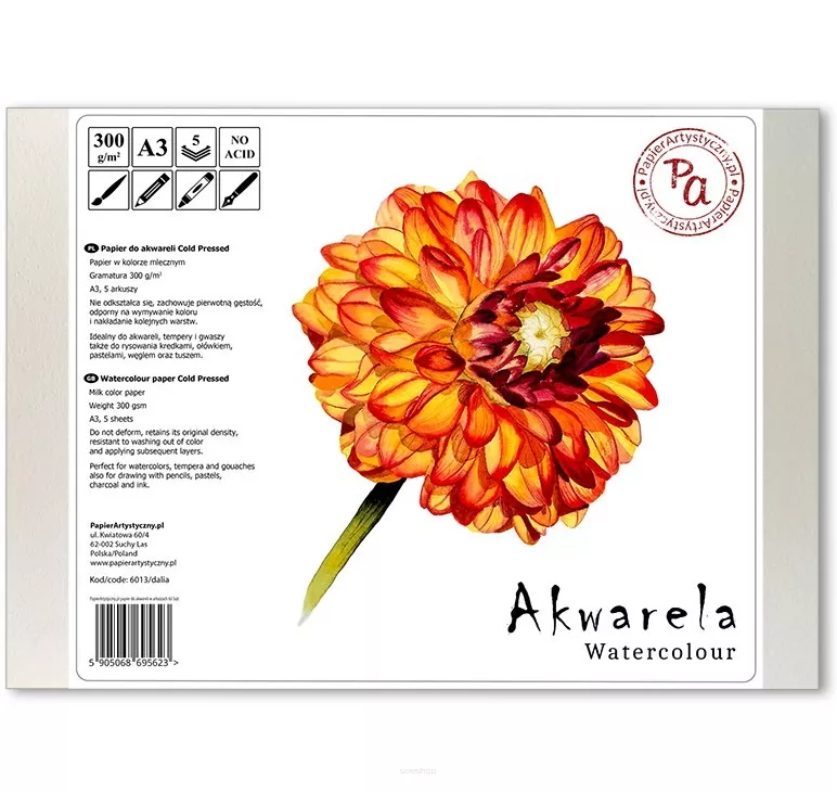 Papier do Akwareli A3 Cold Pressed Dalia 300g