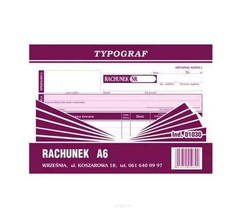 Rachunek A6 Typograf 01030