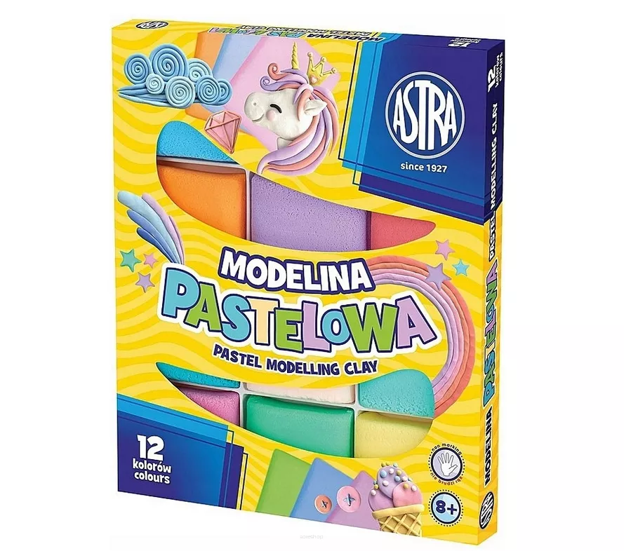 Modelina Pastelowa Astra 12 kolorów