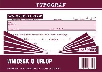 Wniosek o urlop A6 Typograf