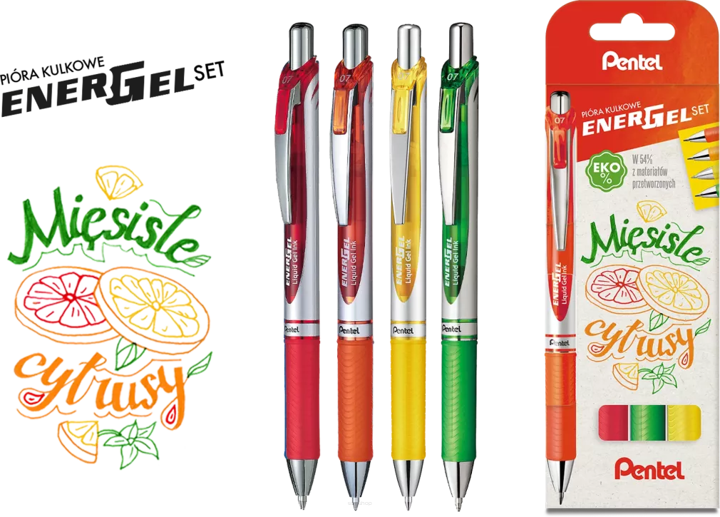 Pióro Kulkowe Zestaw Pentel 0,7 mm Mięsiste Cytrusy