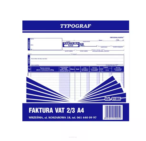 Faktura 2/3 A4 Typograf 01005