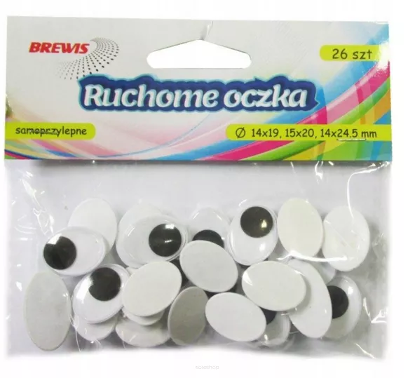 Ruchome Oczka Samoprzylepne Owalne 26szt. Brewis