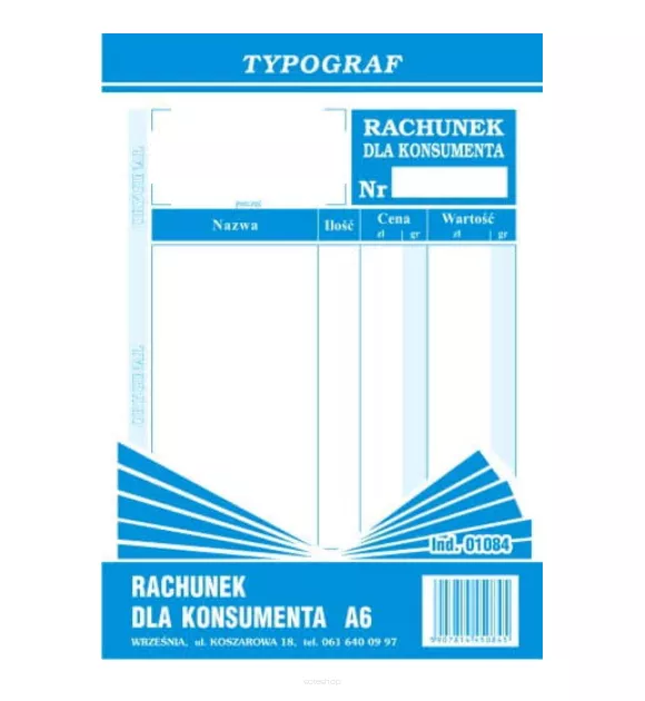 Rachunek Dla Konsumenta A6 Typograf 01084