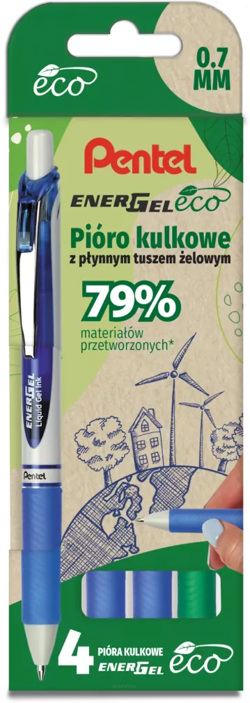 Pióro Kulkowe Zestaw 4 Szt. Pentel 0,7 mm Zielony