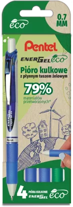 Pióro Kulkowe Zestaw 4 Szt. Pentel 0,7 mm Zielony