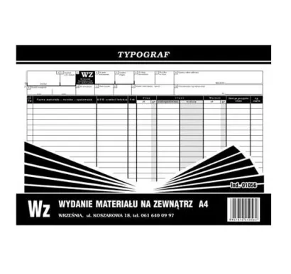 Wydanie Materiału Na Zewnątrz A4 Typograf 01056