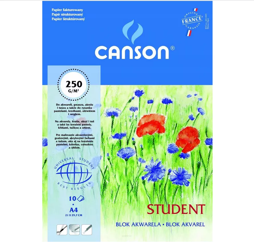 Blok Do Akwareli Akrylu Canson Student A4 250g/m2