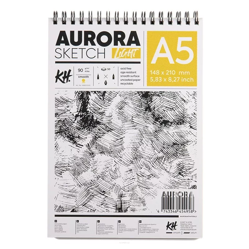 Szkicownik Spirala Aurora Sketch Light A5 90g